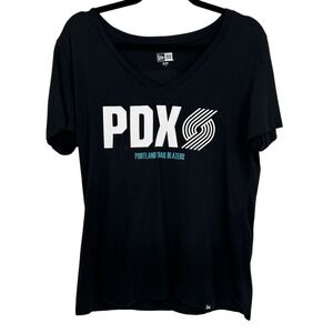 New Era Portland Trail Blazers PDX Rip City V-Neck T-Shirt‎ Black Women's Large